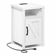 Furinno FARMHOUSE Night Stand w/ Charging USB & Outlets Bedside Table White