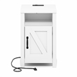 Furinno FARMHOUSE Night Stand w/ Charging USB & Outlets Bedside Table White