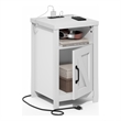 Furinno FARMHOUSE Night Stand w/ Charging USB & Outlets Bedside Table White