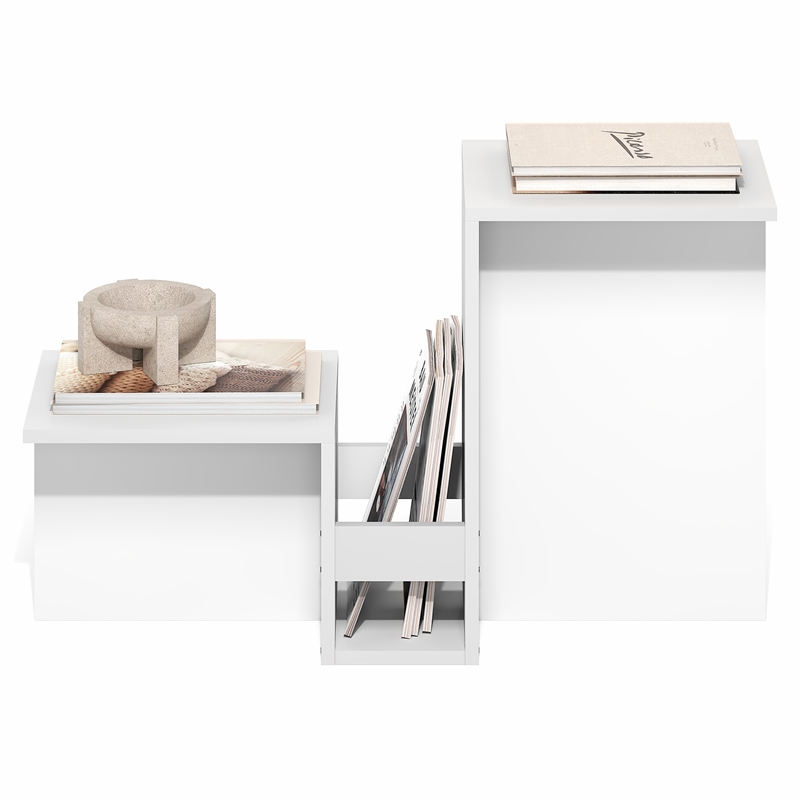 Furinno BOYATE Valley Shaped End Table Tiered Levels Shelf White