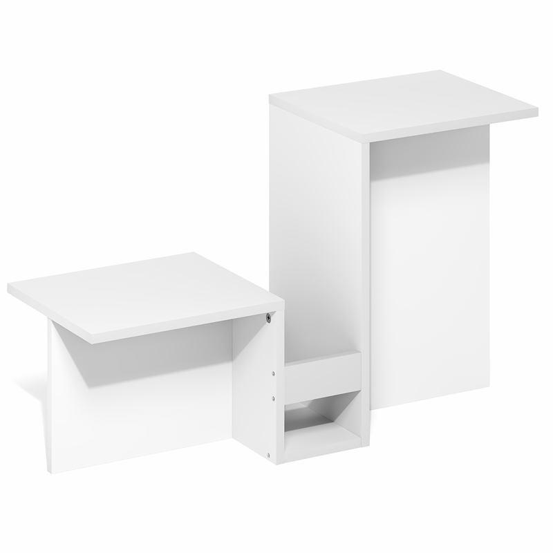 Furinno BOYATE Valley Shaped End Table Tiered Levels Shelf White