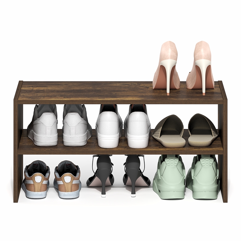 Furinno FANO 24-Inch Stackable Shoe Rack for Closet Entryway Amber Pine