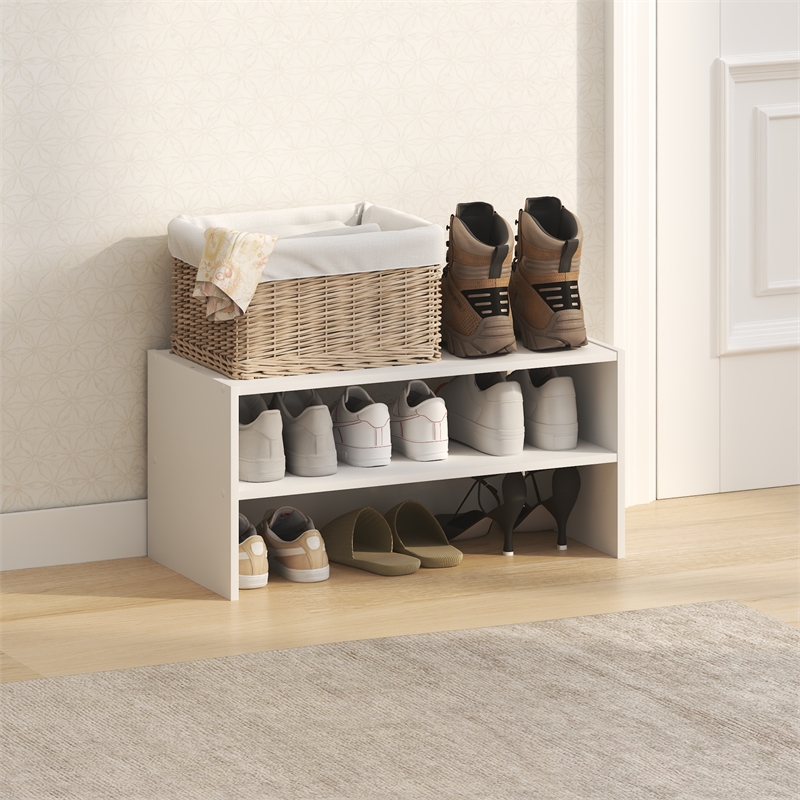 Furinno FANO 24-Inch Stackable Shoe Rack for Closet Entryway White