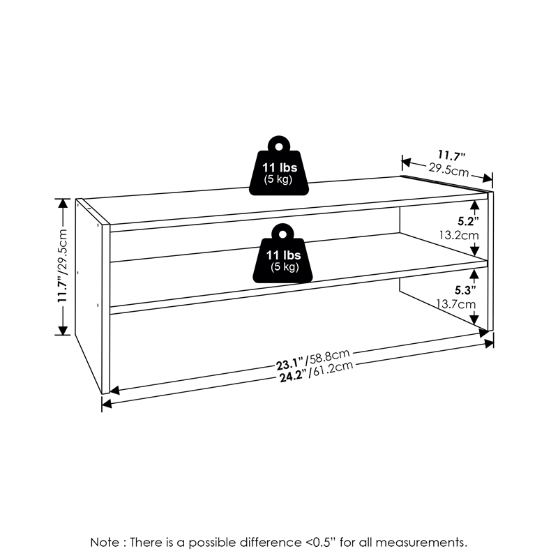 Furinno FANO 24-Inch Stackable Shoe Rack for Closet Entryway White