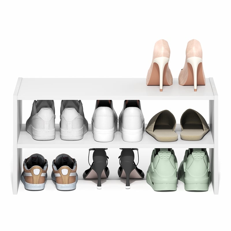 Furinno FANO 24-Inch Stackable Shoe Rack for Closet Entryway White