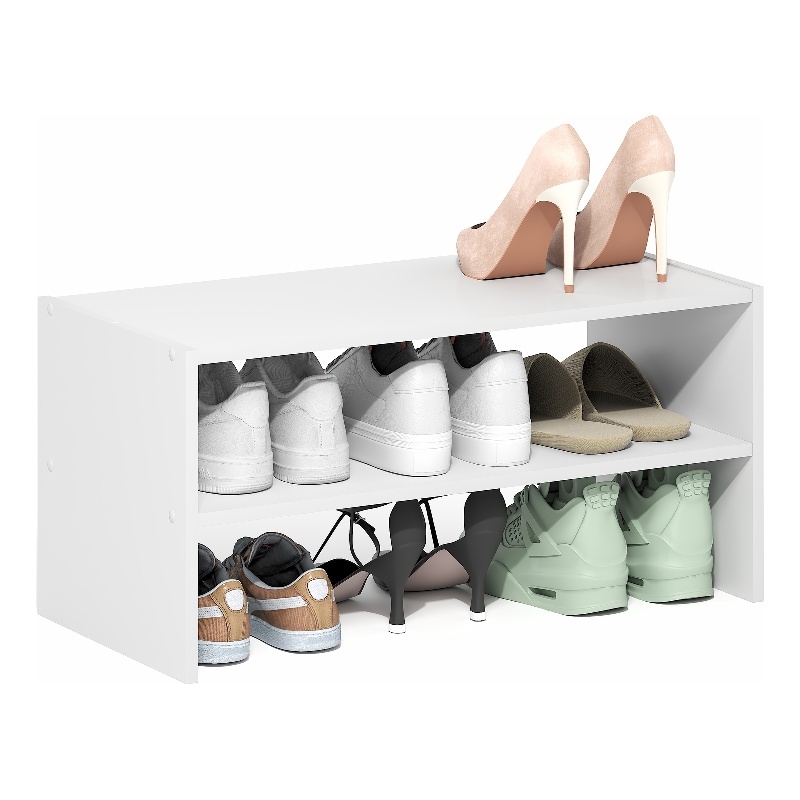 Furinno FANO 24-Inch Stackable Shoe Rack for Closet Entryway White
