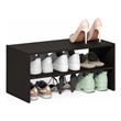 Furinno FANO 24-Inch Stackable Shoe Rack for Closet Entryway Black Dark Oak
