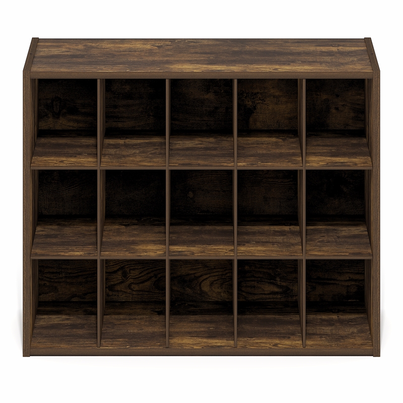 Furinno FANO 15-Cube Stackable Shoe Rack for Closet Entryway Amber Pine