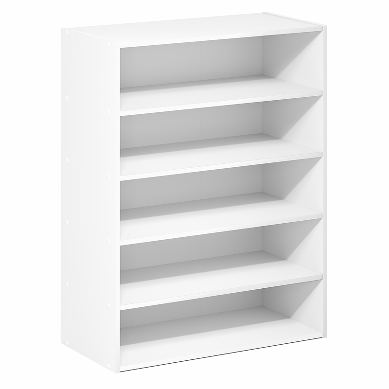Furinno FANO 5-Tier Stackable Shoe Rack for Closet Entryway White