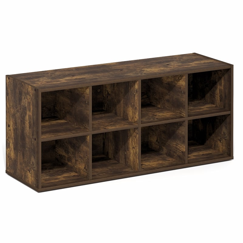 Furinno FANO 8-Cube Stackable Shoe Rack for Closet Entryway Amber Pine