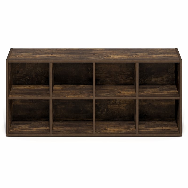 Furinno FANO 8-Cube Stackable Shoe Rack for Closet Entryway Amber Pine