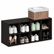 Furinno FANO 8-Cube Stackable Shoe Rack for Closet Entryway Black Dark Oak