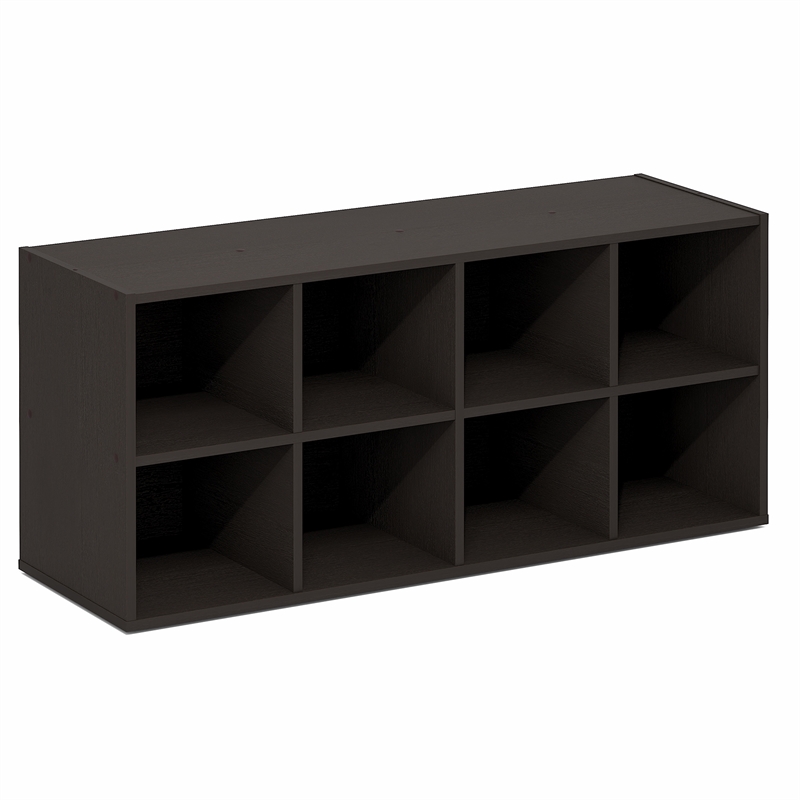 Furinno FANO 8-Cube Stackable Shoe Rack for Closet Entryway Black Dark Oak