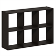 Furinno ROSSI 6-Cube Floating Shelves Wall Mount Bookshelf Black Dark Oak