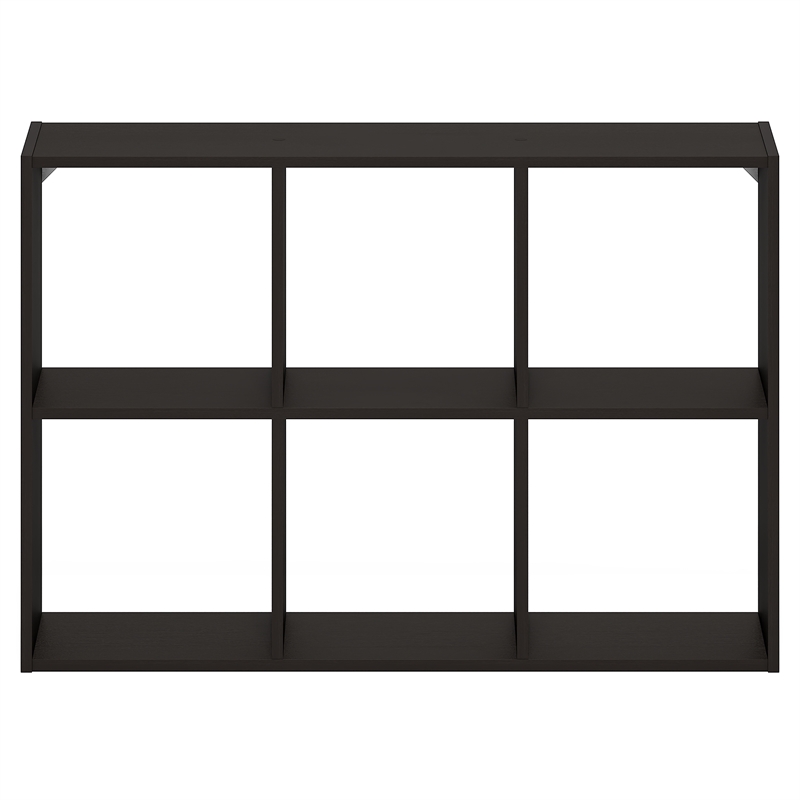 Furinno ROSSI 6-Cube Floating Shelves Wall Mount Bookshelf Black Dark Oak