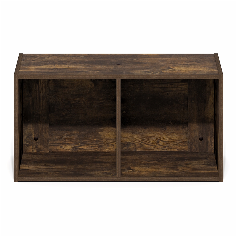 Furinno FANO 2-Cube Floating Shelves Standing Bookshelf Amber Pine