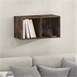 Furinno FANO 2-Cube Floating Shelves Standing Bookshelf Amber Pine