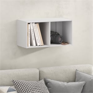 Furinno FANO 2-Cube Floating Shelves Standing Bookshelf for Living Room White