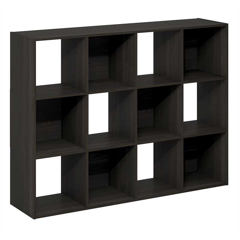 Furinno PELLI 12-Cube Storage Bookshelf for Living Room Bedroom Espresso
