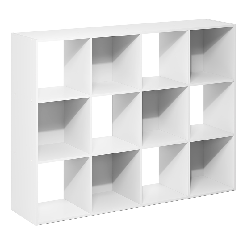 Furinno PELLI 12-Cube Storage Bookshelf for Living Room Bedroom White