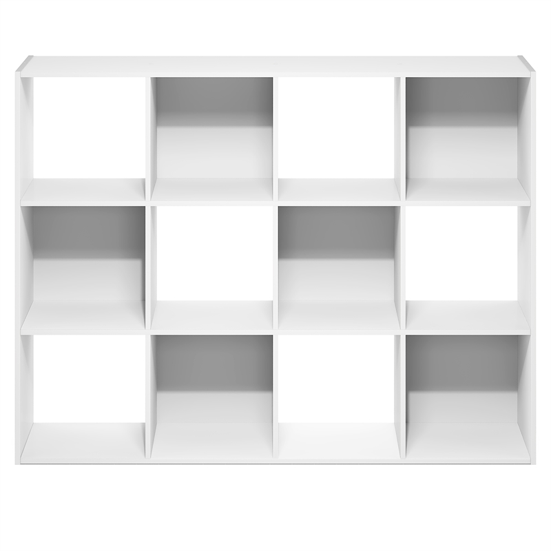 Furinno PELLI 12-Cube Storage Bookshelf for Living Room Bedroom White