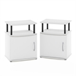 Furinno JAYA 2-Tier Open Shelf Side Table Set of 2 with Door Cabinet White