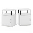 Furinno JAYA 2-Tier Open Shelf Side Table Set of 2 with Door Cabinet White