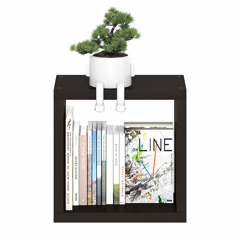 Furinno CUBICLE Extra Thick Cube Wall Mounted Bookshelf Black Dark Oak