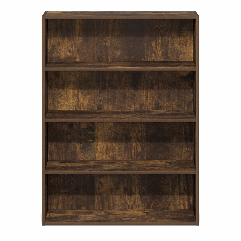 Furinno PASIR 4-Tier Bookcase with Open Storage Shelf Amber Pine