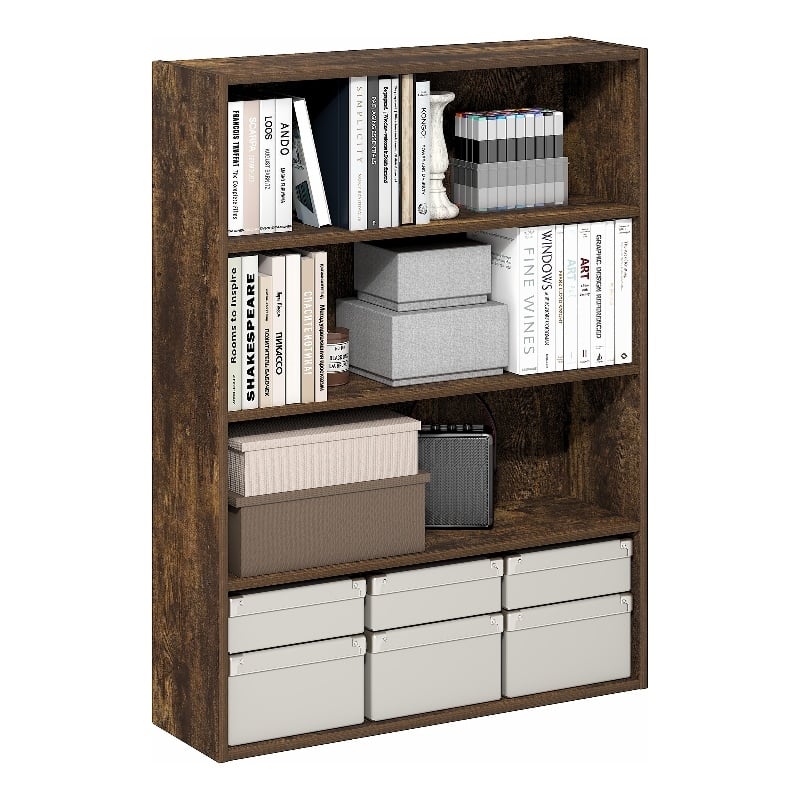 Furinno PASIR 4-Tier Bookcase with Open Storage Shelf Amber Pine