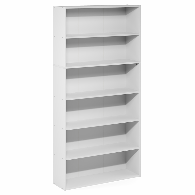 Furinno PASIR 6-Tier Open Storage Bookcase 9.4x31.5x63 White