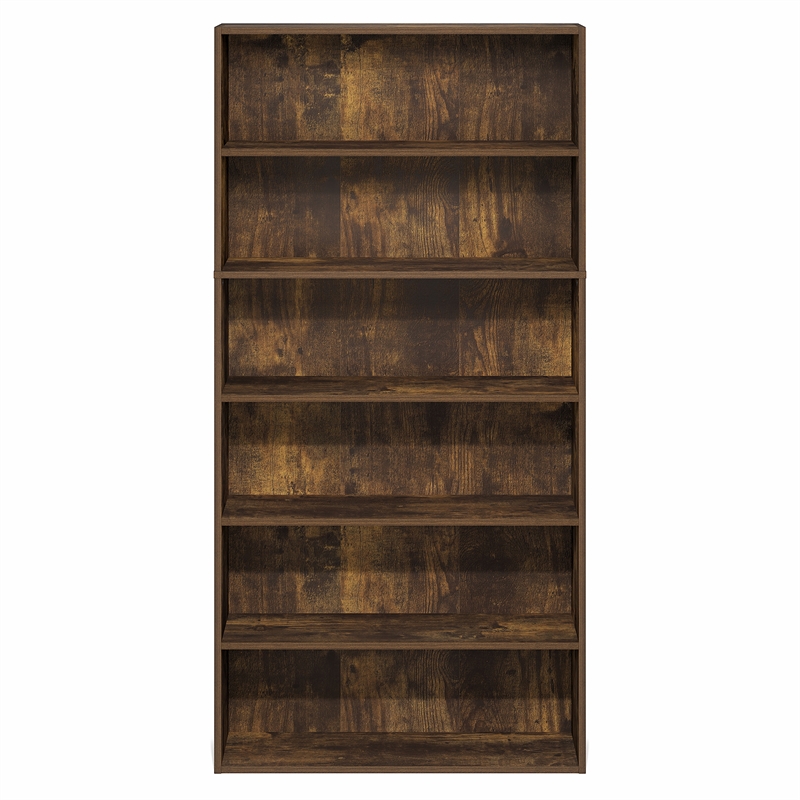 Furinno PASIR 6-Tier Open Bookshelf 9.4x31.5x63 Amber Pine