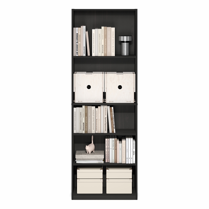 Furinno JAYA 5-Tier Open Storage Bookshelf 9.5x24.6x71.1 Espresso