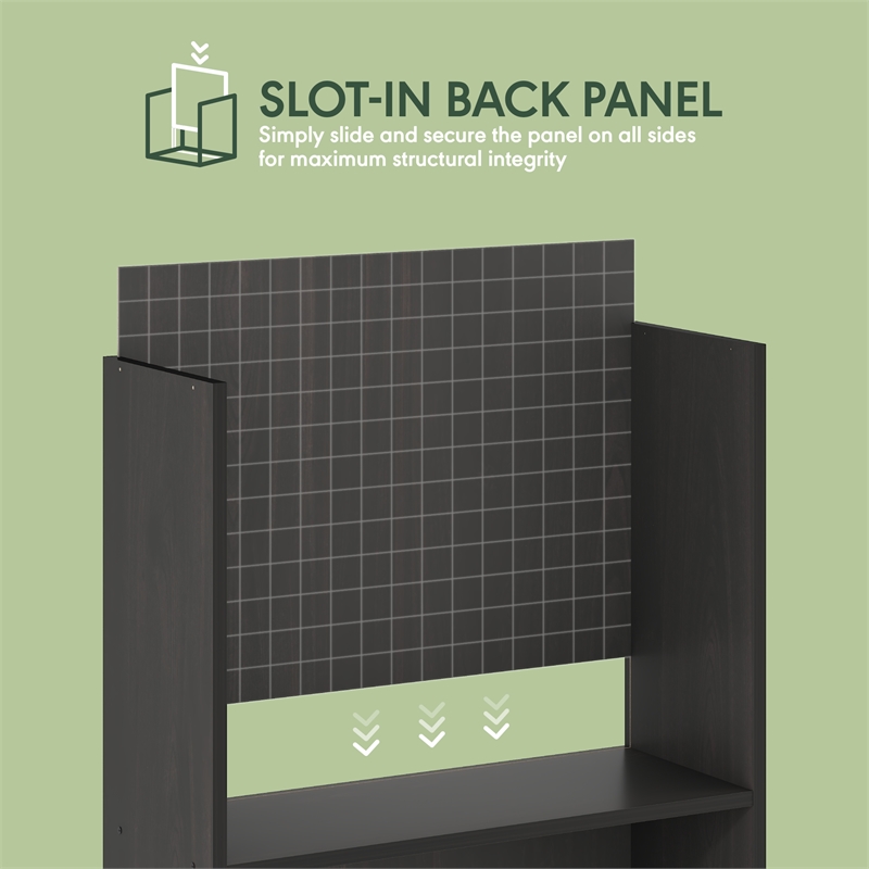 Furinno JAYA 5-Tier Open Storage Bookshelf 9.5x24.6x71.1 Espresso