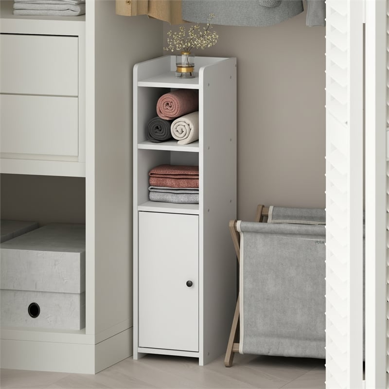 Furinno FULDA 5-Tier Narrow Adjustable Shelves Bathroom Cabinet White