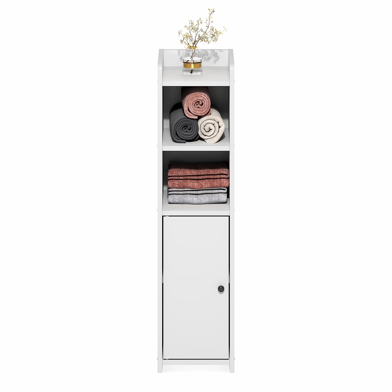 Furinno FULDA 5-Tier Narrow Adjustable Shelves Bathroom Cabinet White