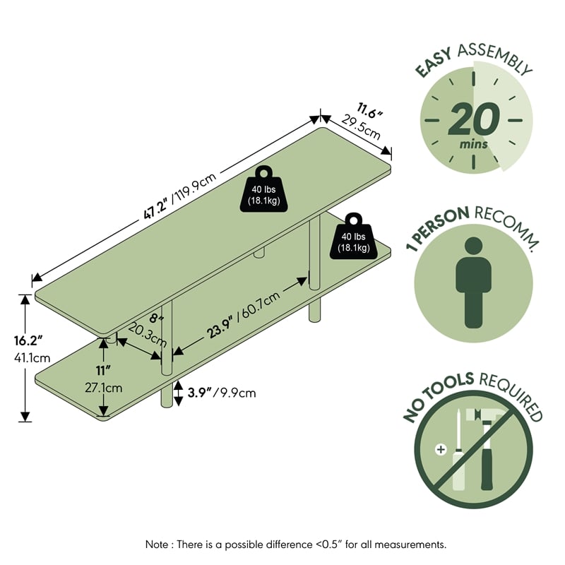 Furinno TURN-N-TUBE 2-Tier 47.2