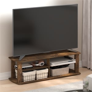 Furinno NELLY TV Center Soft Edges Open Shelves up to 50&quot Amber Pine