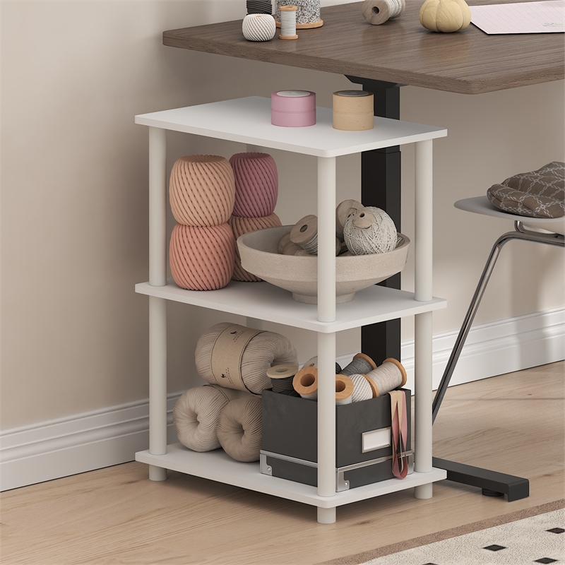 Furinno TURN-N-TUBE 3-Tier Toolless Corner Shelf Storage White