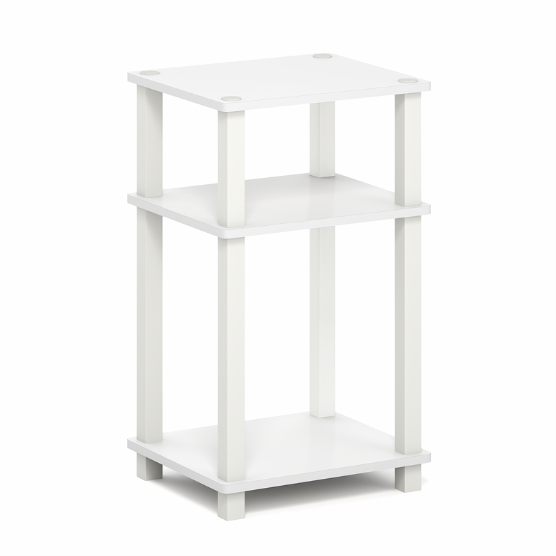 Furinno JUST 3-Tier Toolless Open Shelf End Table Square Tube White
