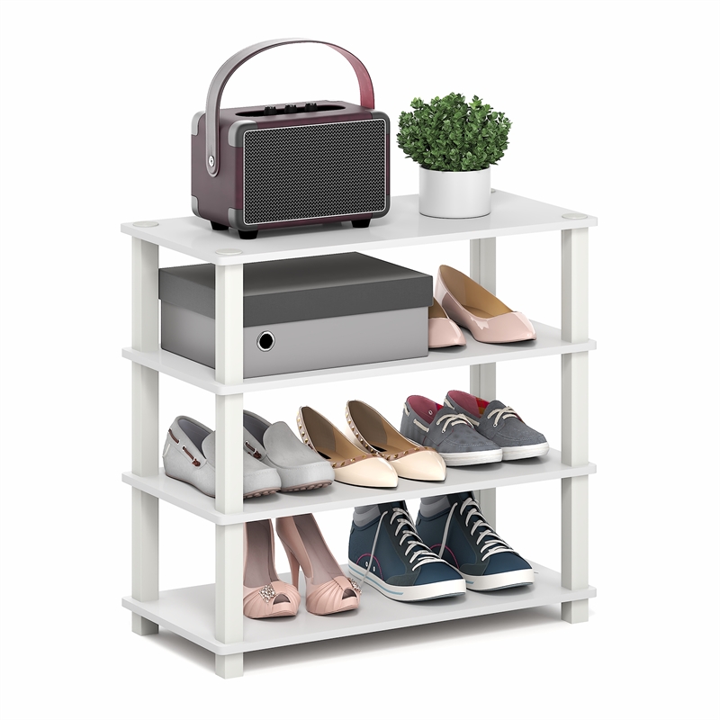 Furinno TURN-S-TUBE 4-Tier Shoe Rack 11.6x23.6x22.3 White