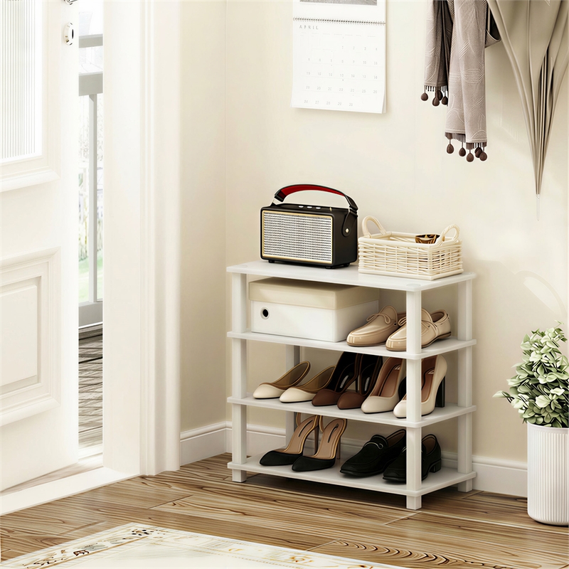 Furinno TURN-S-TUBE 4-Tier Shoe Rack 11.6x23.6x22.3 White