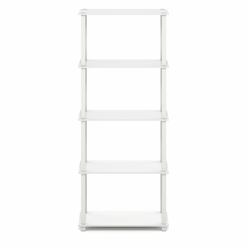 Furinno TURN-S-TUBE 5-Tier Toolless Storage Shelves Square Tubes White