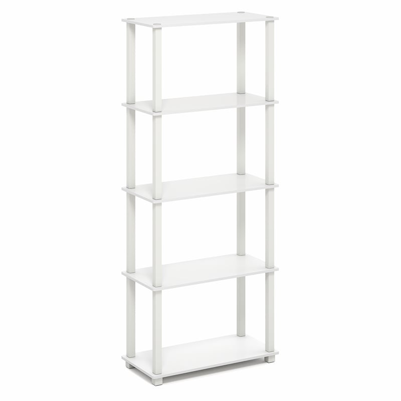 Furinno TURN-S-TUBE 5-Tier Toolless Storage Shelves Square Tubes White