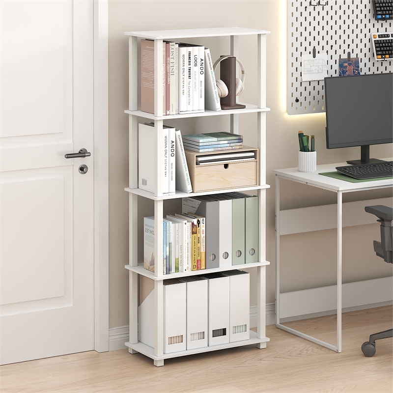 Furinno TURN-S-TUBE 5-Tier Toolless Storage Shelves Square Tubes White