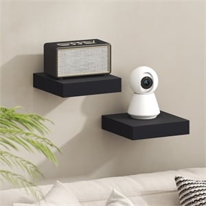 Furinno TANNA Set of 2 9x9 2&quot Thick Wall Shelf Invisible Bracket Americano