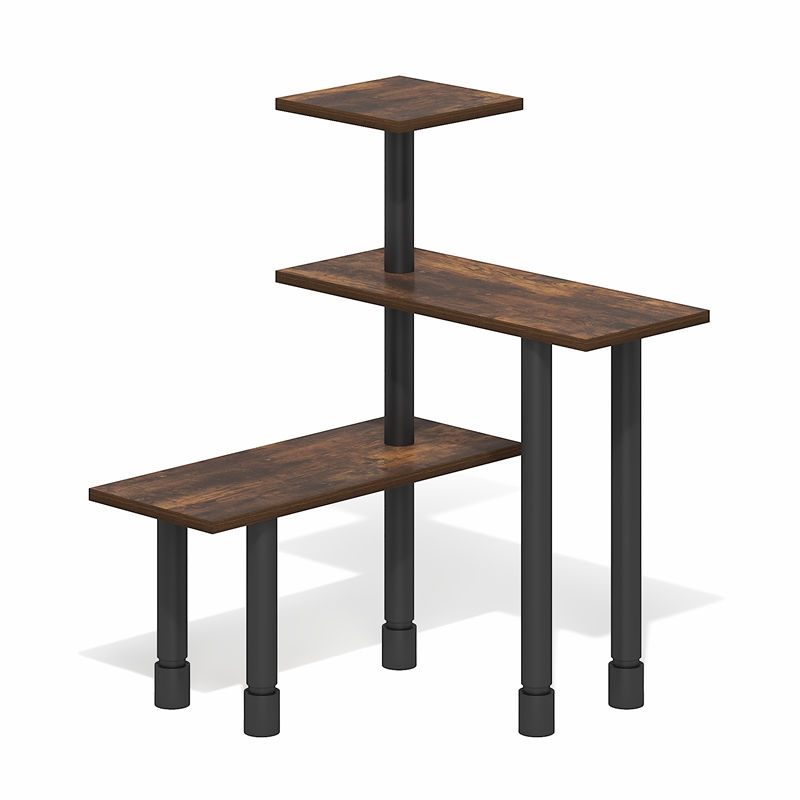 Furinno TURN-N-TUBE 3-Tier Adjustable Countertop Corner Organizer Amber Pine