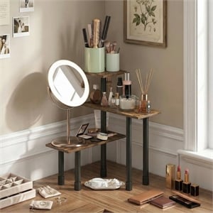 Furinno TURN-N-TUBE 3-Tier AdJUSTable Countertop Corner Organizer Amber Pine