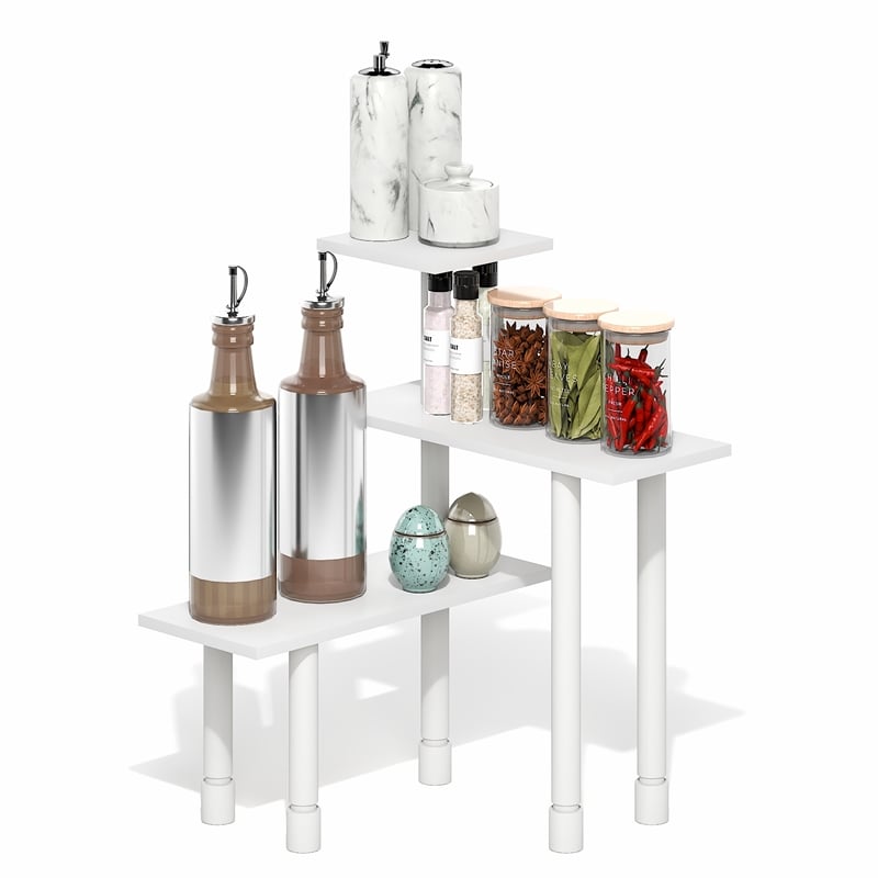 Furinno TURN-N-TUBE 3-Tier Adjustable Countertop Corner Organizer White