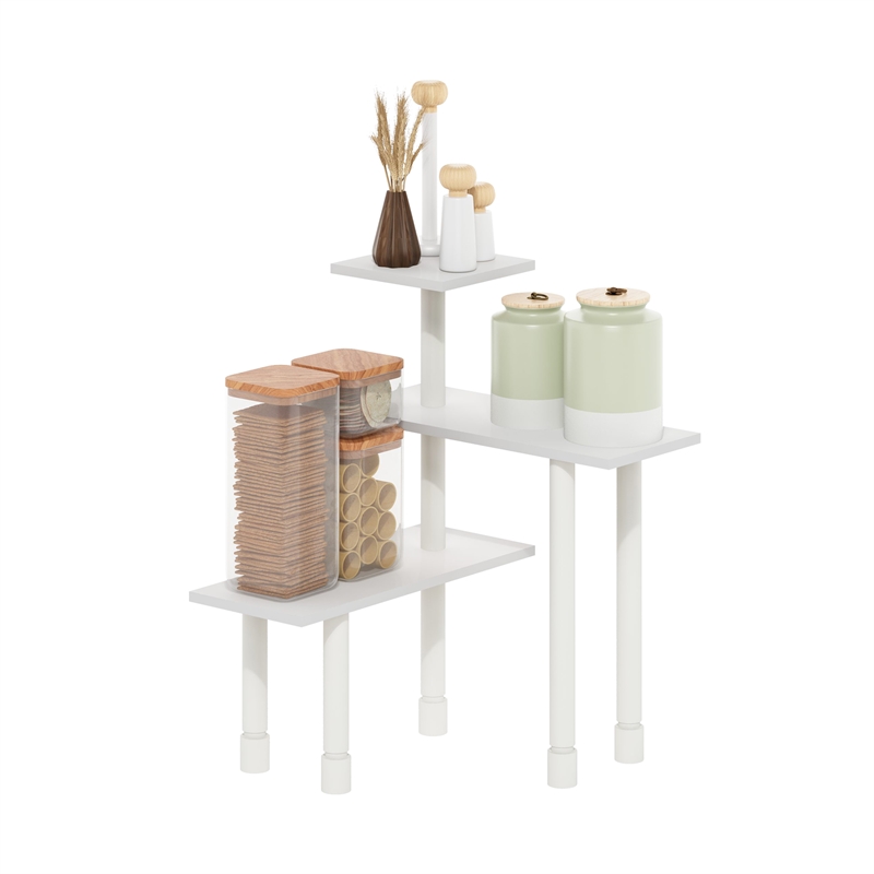 Furinno TURN-N-TUBE 3-Tier Adjustable Countertop Corner Organizer White